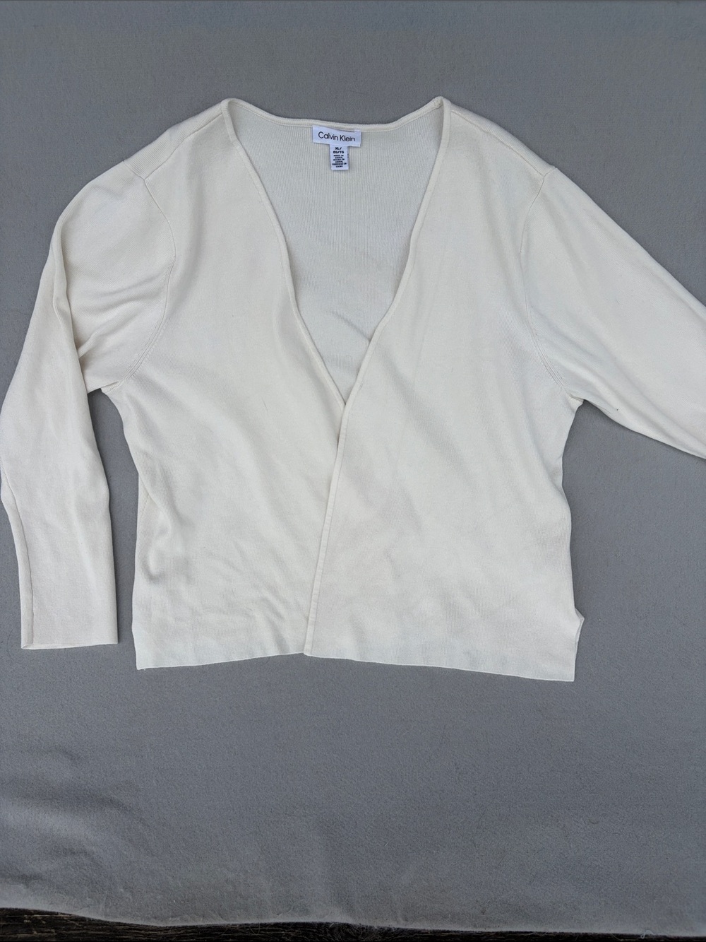 Calvin Klein Women's Cream Open-Front V-Neck Cardigan